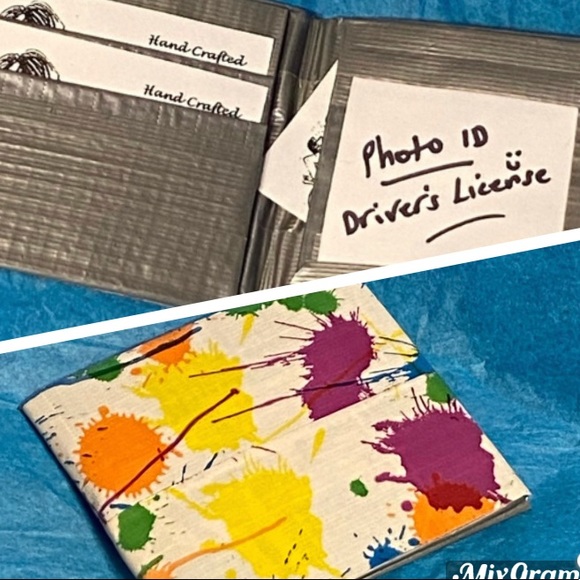 🟢5/$25  𝑯𝒂𝒏𝒅𝒎𝒂𝒅𝒆 Paint Splatter Duct Tape Wallet - Picture 7 of 9